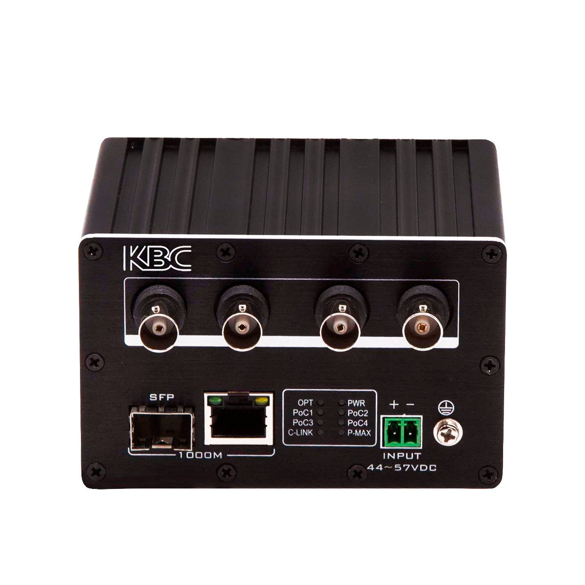 he KBC EECF4-DN1-R is an Ethernet over Coax (EoC) receiver with 4 coax ports with Power Over Coax (PoC) and 1*10/100/1000M Ethernet ports,1*1000Base-FX SFP port