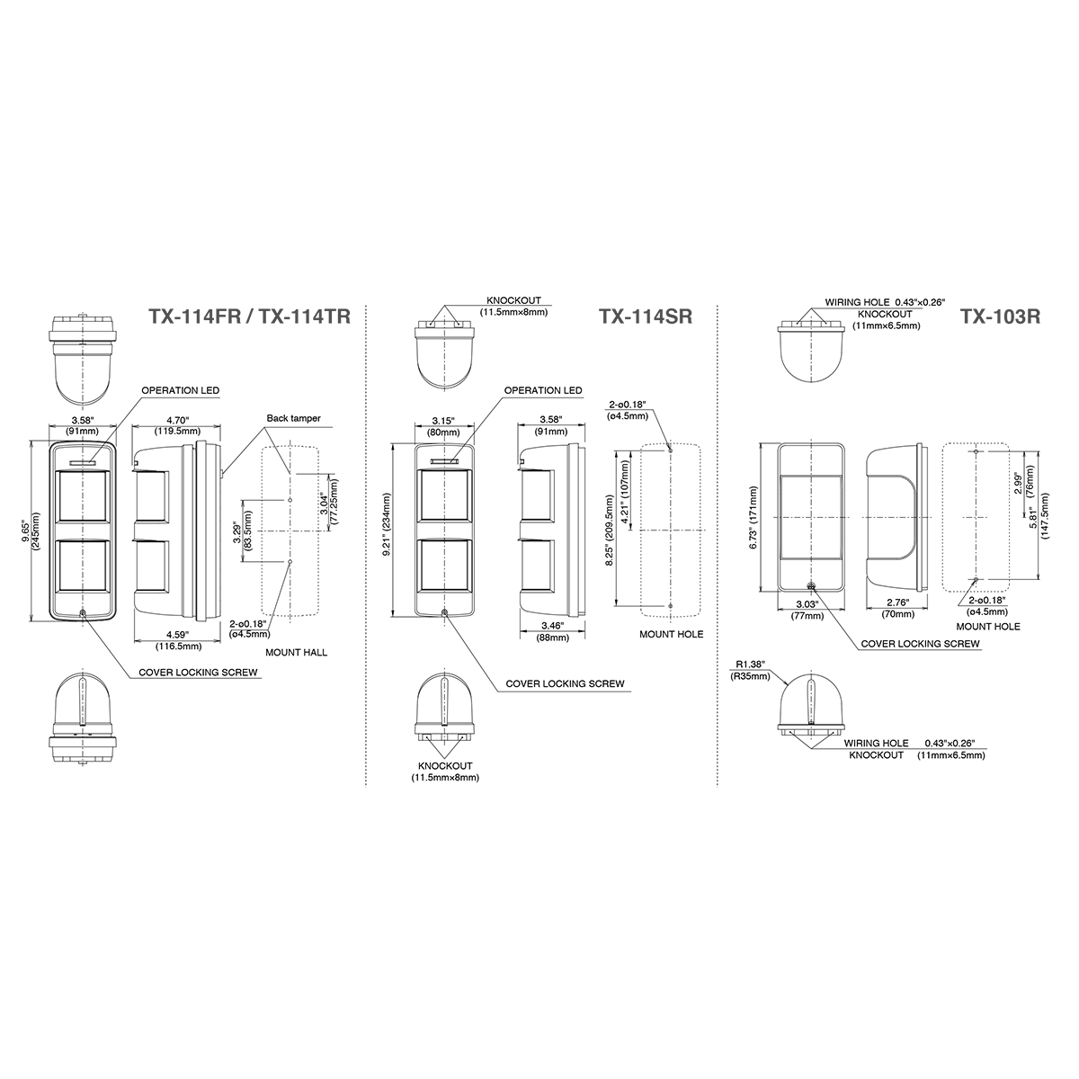 Passive Infrared Detector series TX-114SR / TX-114TR / TX-114FR