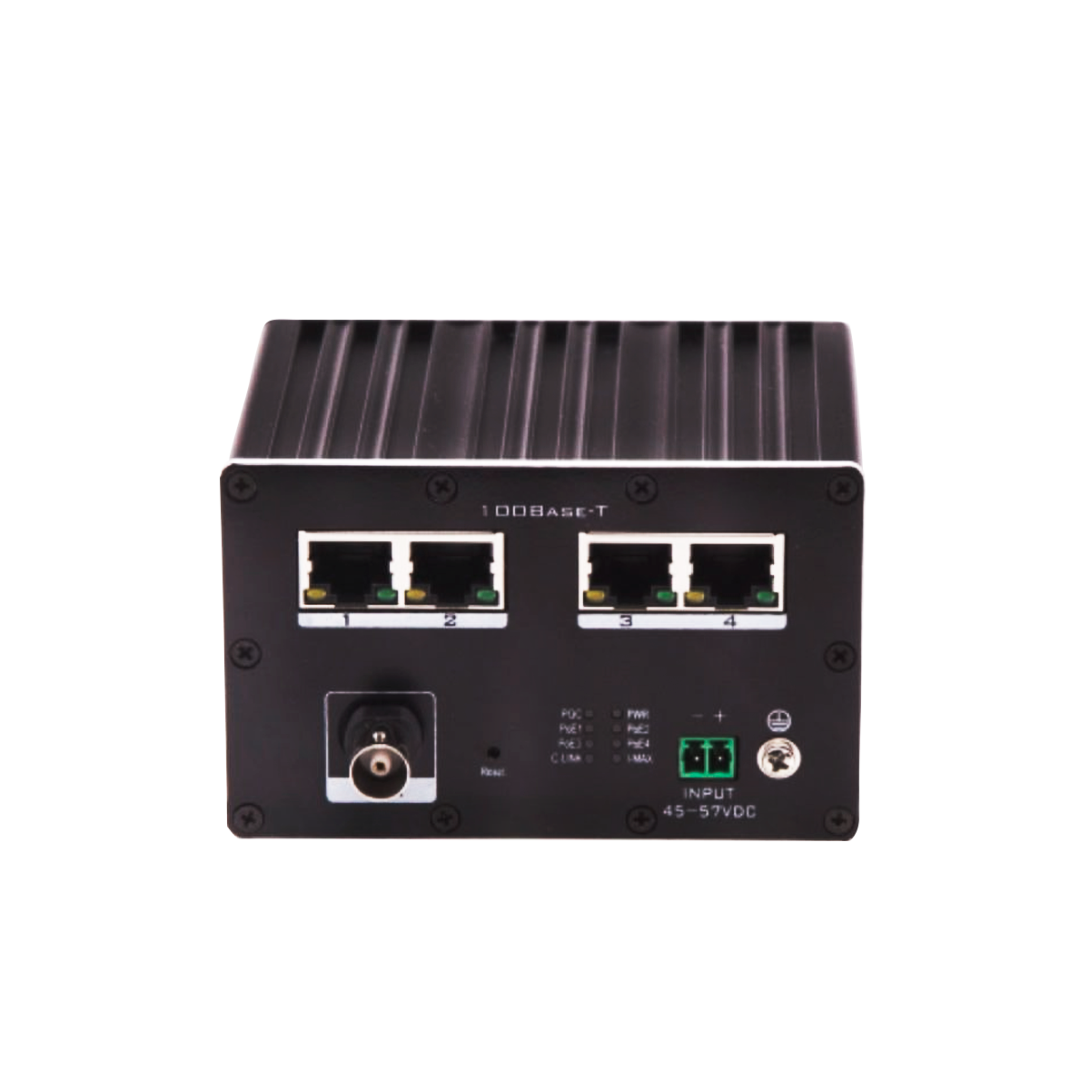The KBC EECF1-LS4-T-WN-B is a fully ruggedized Ethernet over coax transmitter